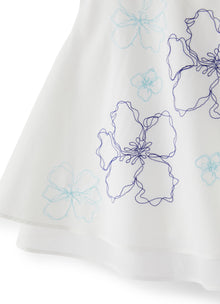 Flowers Embroidery Shirt | White/Salvia