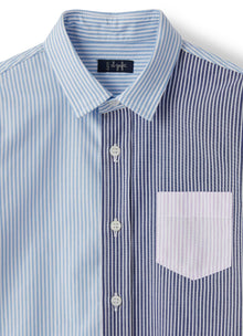 Patchwork Shirt | Azzurro/Ibisco