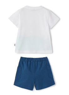 Two-Piece Suit with Shark Application | Bianco/Baia