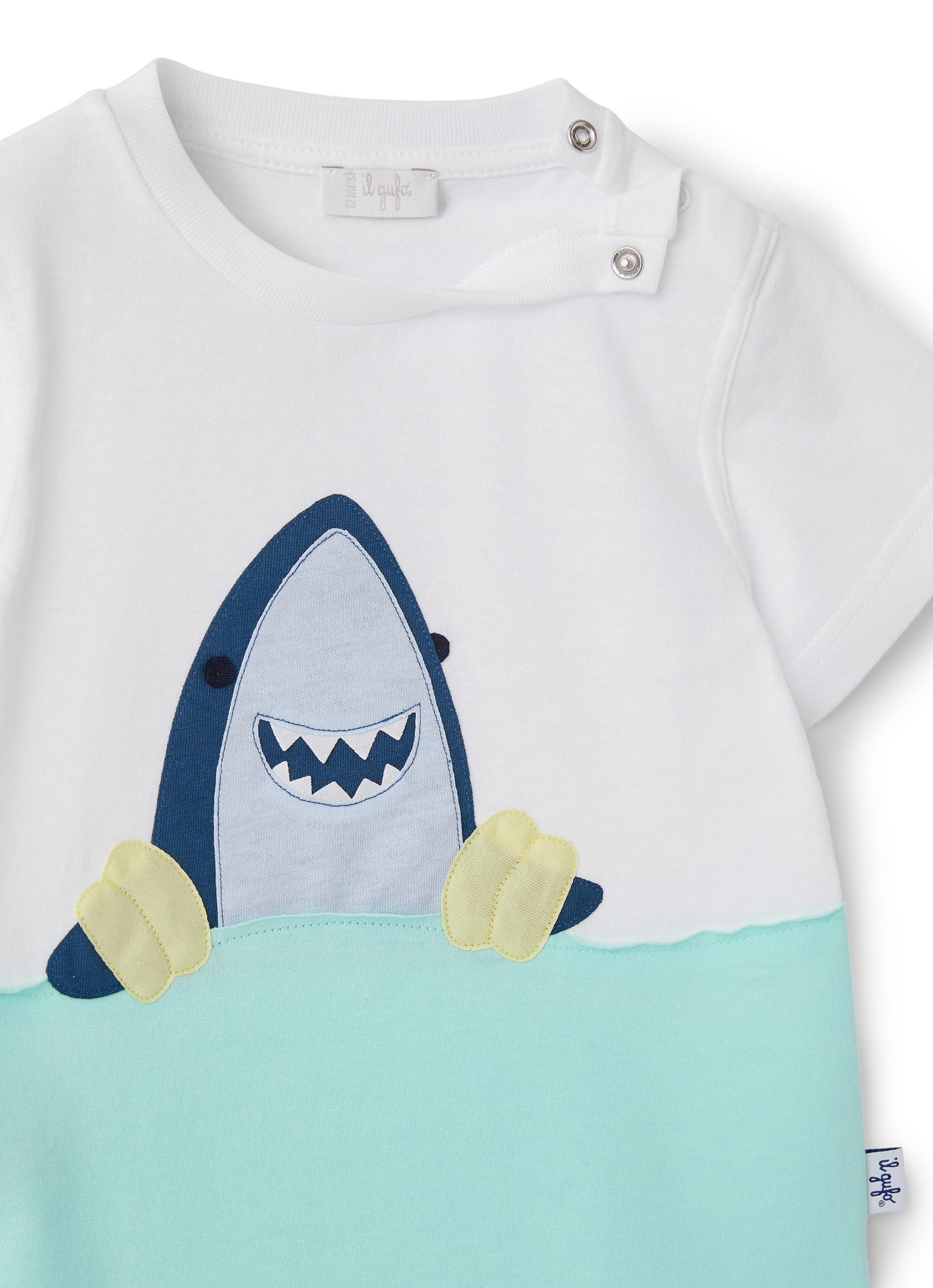 Two-Piece Suit with Shark Application | Bianco/Baia