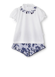 Two-Piece Suit with Floral Pattern | Blue