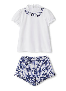 Two-Piece Suit with Floral Pattern | Blue