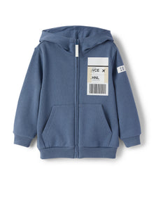 Fleece Jacket with Zip And Air Ticket Print | Pioggia/Conchiglia