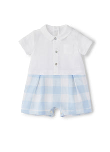 Linen Short Onesie | Azzurro Topazio