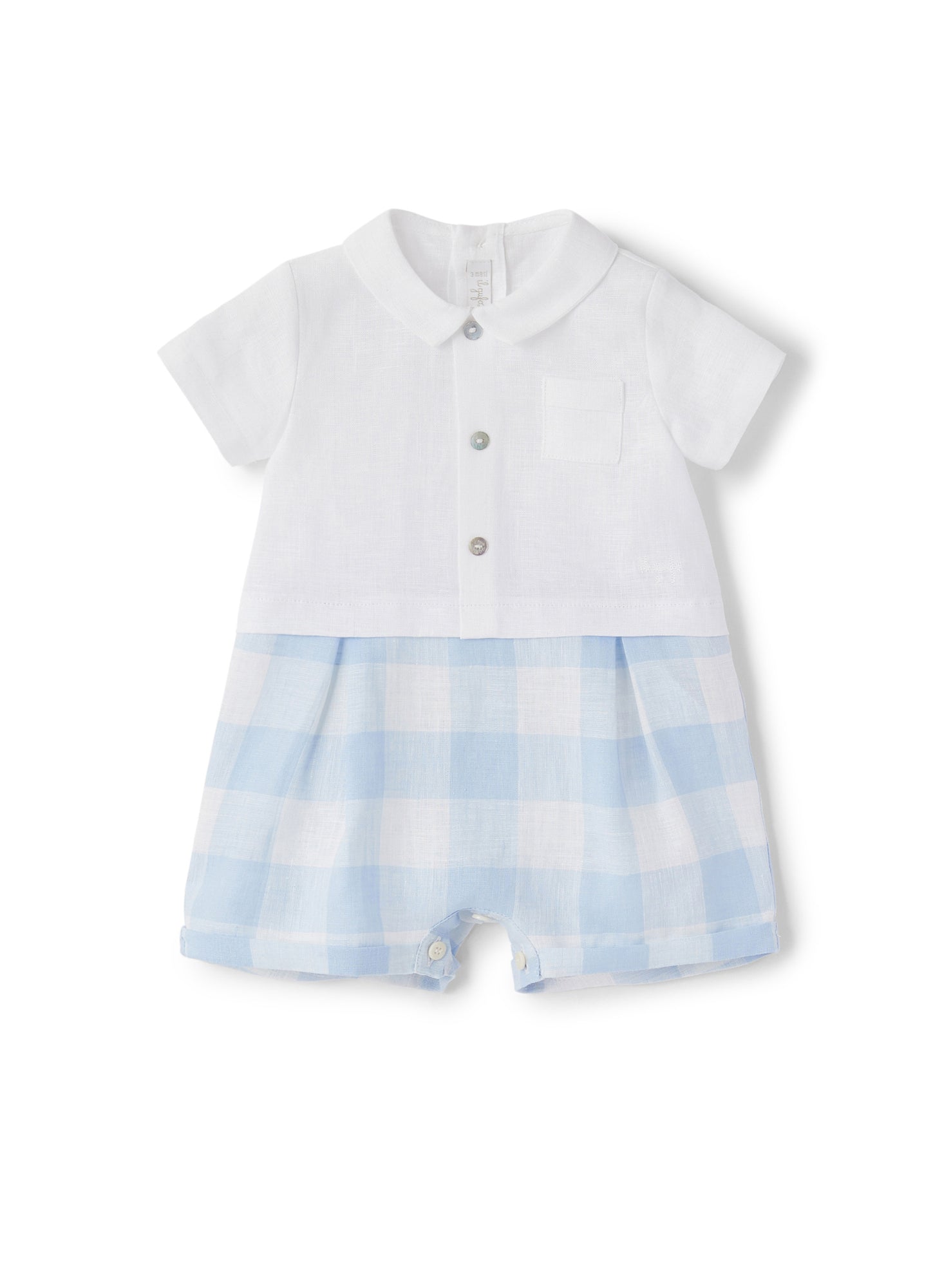Linen Short Onesie | Azzurro Topazio