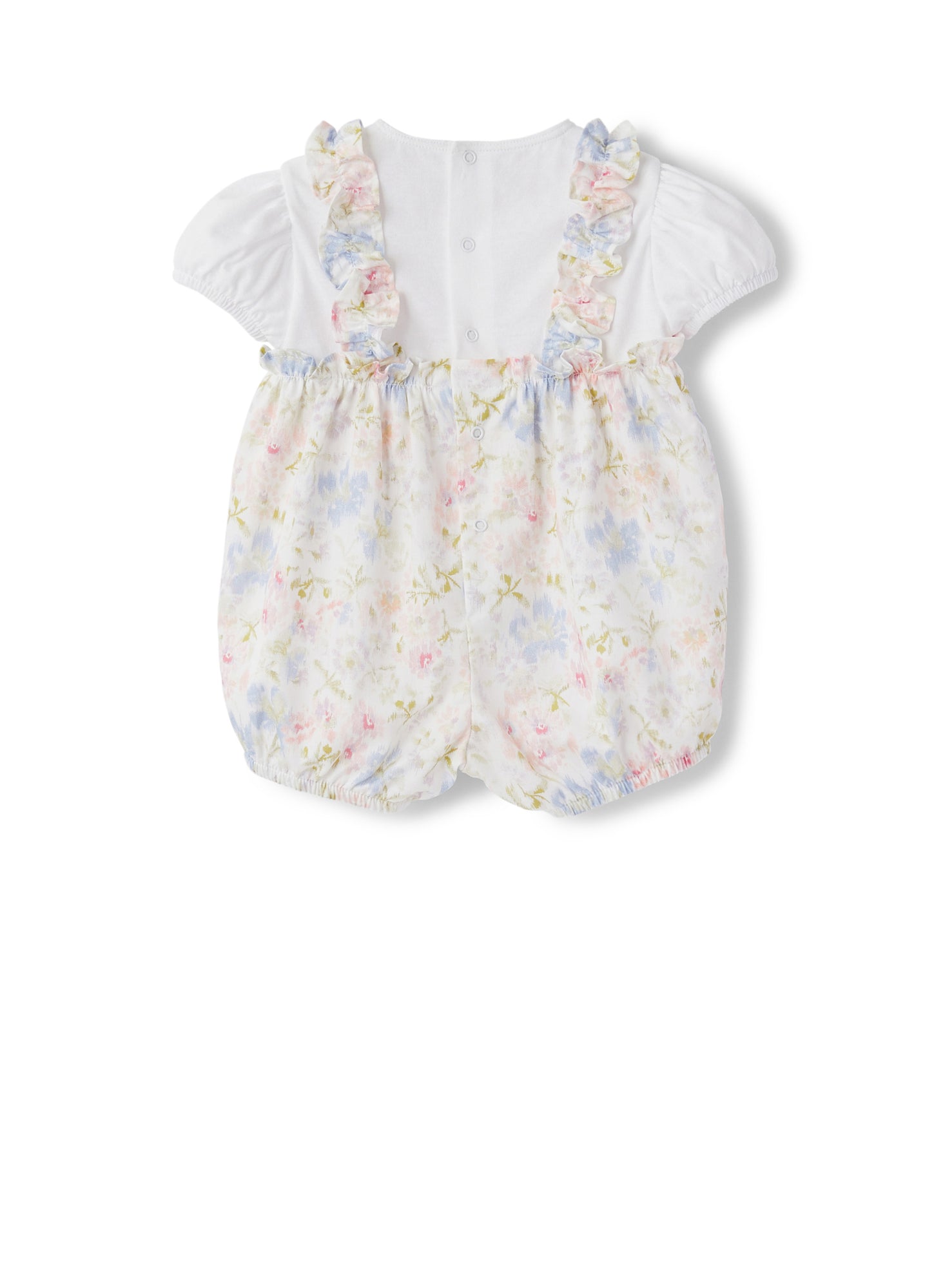 Patterned Romper with Fake Dungarees | Clay Red