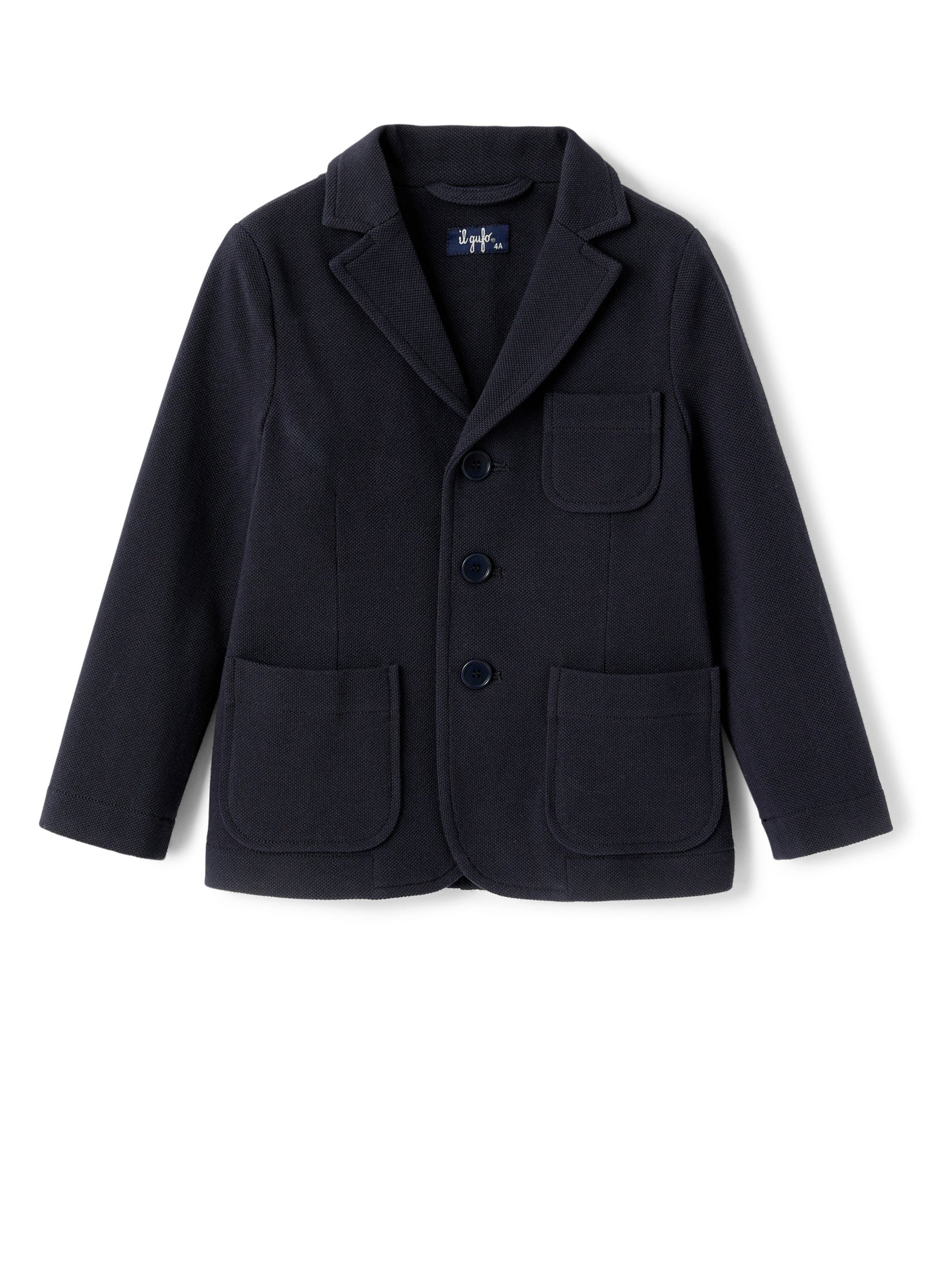 Piquet Cotton Boy Blazer | Deep Blue