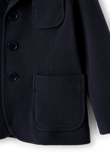Piquet Cotton Boy Blazer | Deep Blue