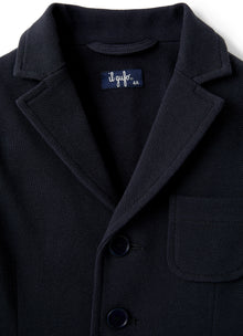 Piquet Cotton Boy Blazer | Deep Blue