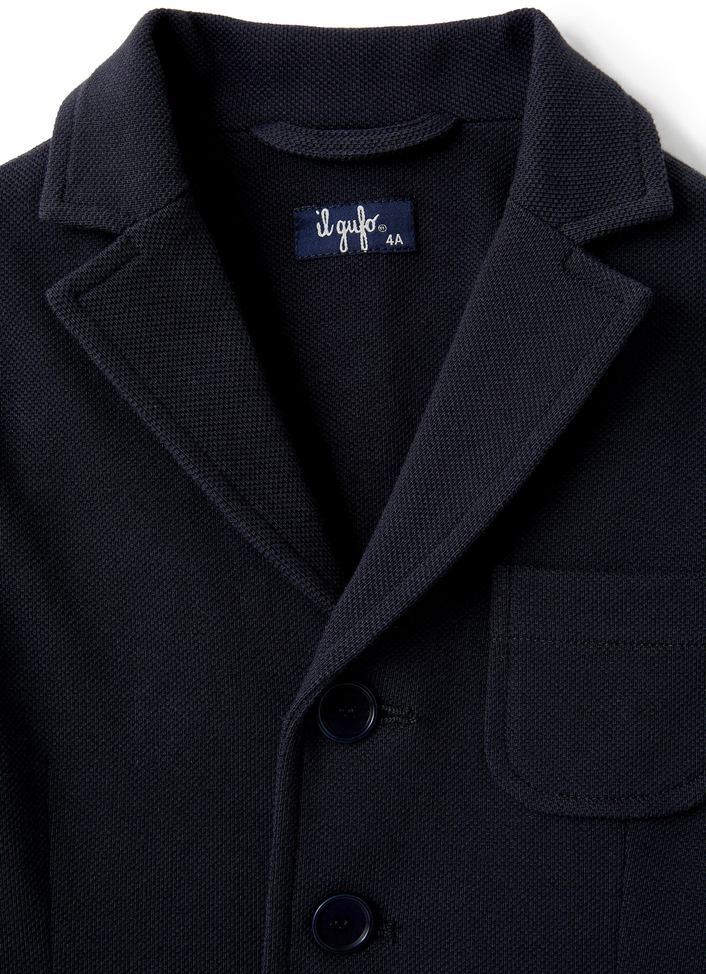 Piquet Cotton Boy Blazer | Deep Blue