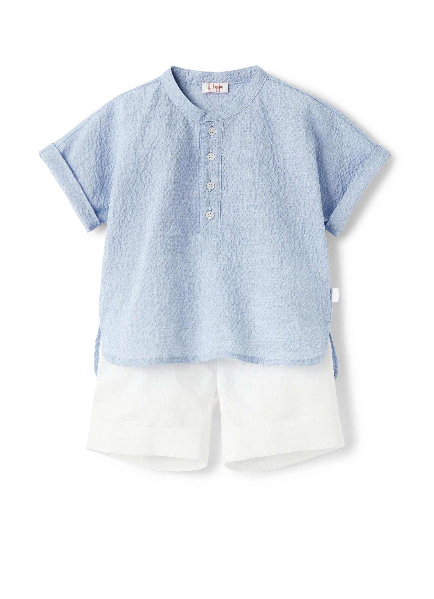 Embossed Cotton And Linen Suit | Azzurro/Bianco