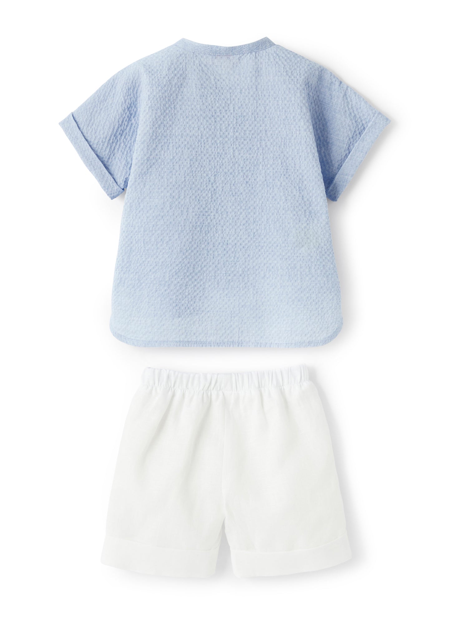 Embossed Cotton And Linen Suit | Azzurro/Bianco