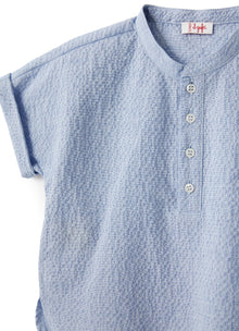 Embossed Cotton And Linen Suit | Azzurro/Bianco