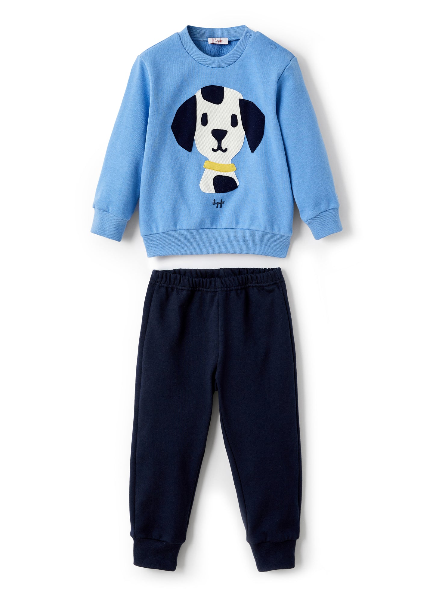 Fleece Suit with Puppy | Azzurro/Blue