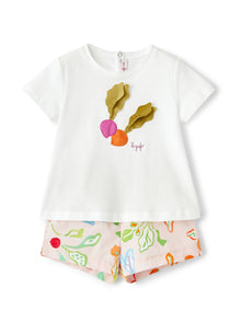 Two-Piece Suit with Radish Print | Baby Pink