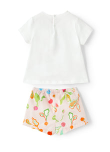 Two-Piece Suit with Radish Print | Baby Pink