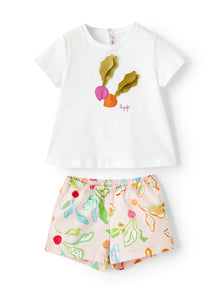 Two-Piece Suit with Radish Print | Baby Pink