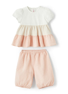 Embossed Cotton Two-Pieces Suit | Neve/Rosa Baby