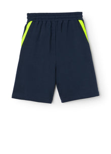 Fleece Bermuda Shorts with Taping | Blue/Giallo Fluorescente