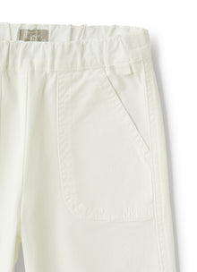 Gabardine Baggy Trousers | White