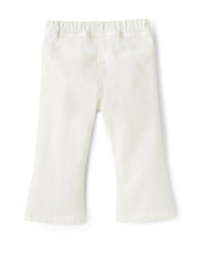 Gabardine Cropped Flare Trousers | White