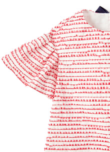 Dress with Fil Coupe Processing | Cherry/Blue
