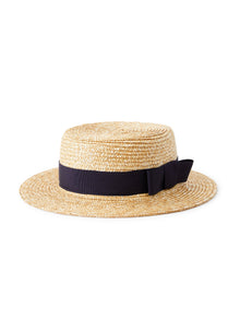 Raffia Hat with Grosgrain | Natural/Blue
