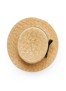 Raffia Hat with Grosgrain | Natural/Blue
