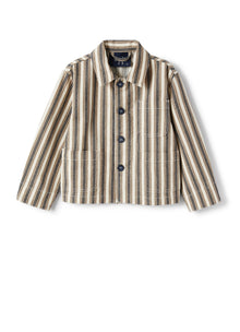Jacket in A Cotton Blend with A Stripe Print | Sand