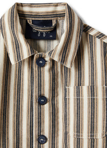 Jacket in A Cotton Blend with A Stripe Print | Sand