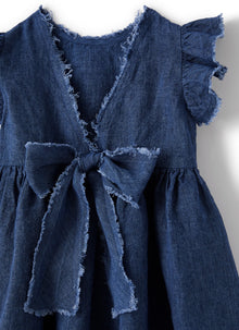 Dress in Linen with Bow | Electric Blue