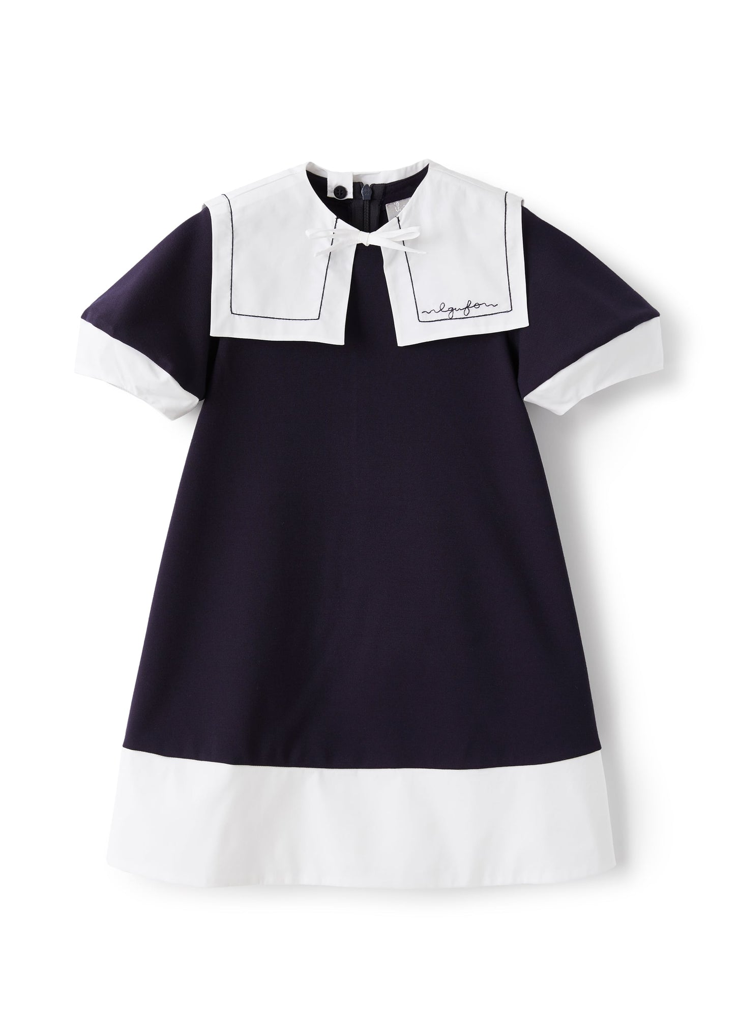 Dress with Removable Collar | Blue/White