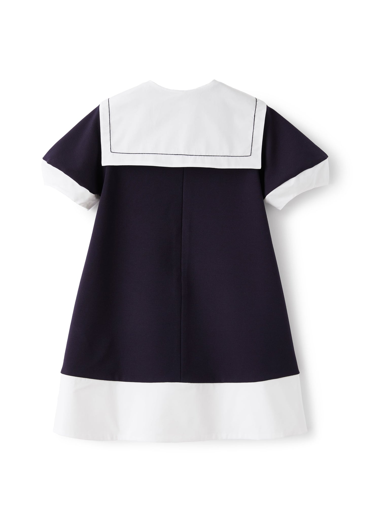 Dress with Removable Collar | Blue/White