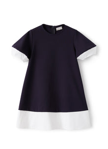 Dress with Removable Collar | Blue/White