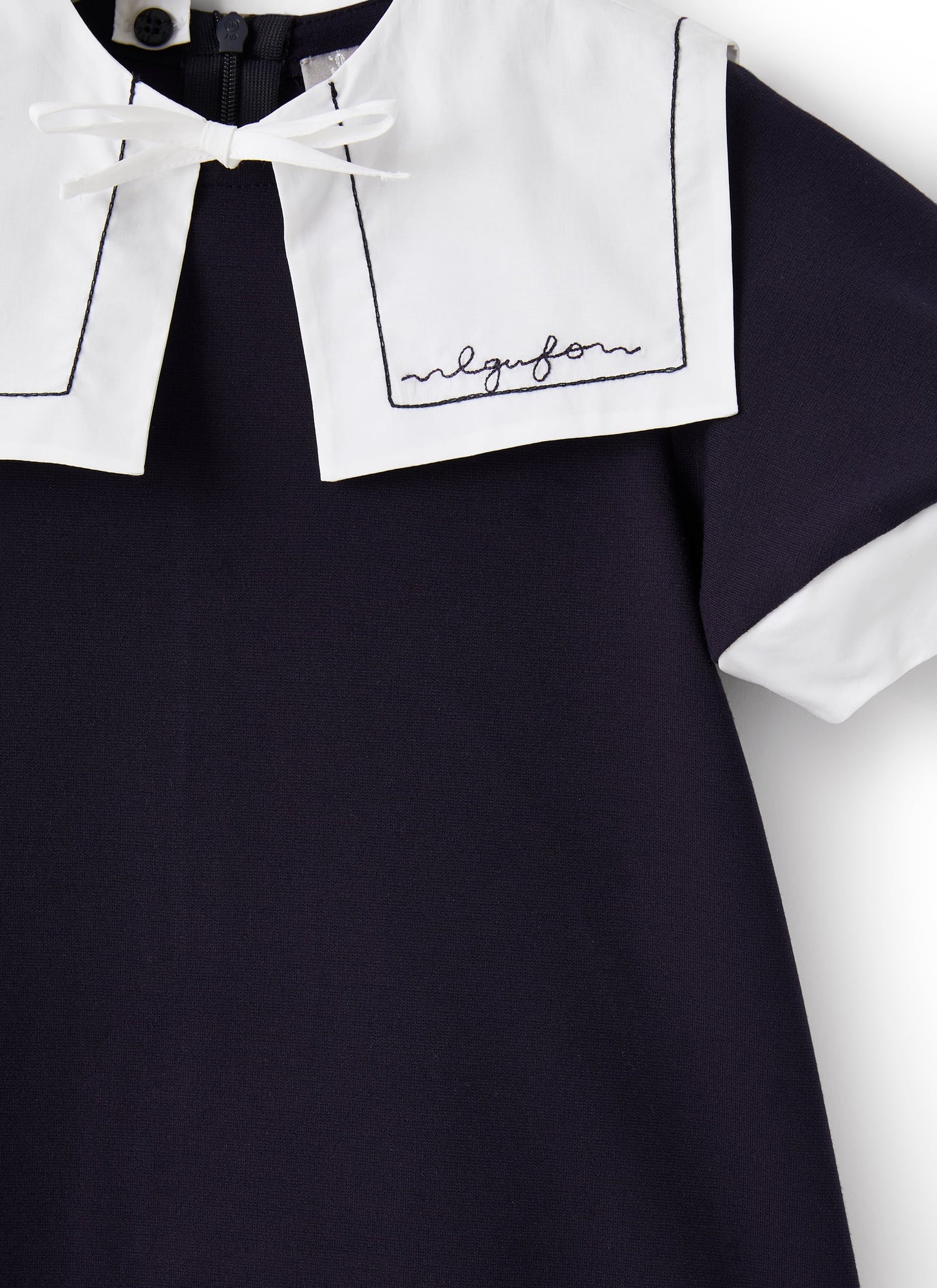 Dress with Removable Collar | Blue/White