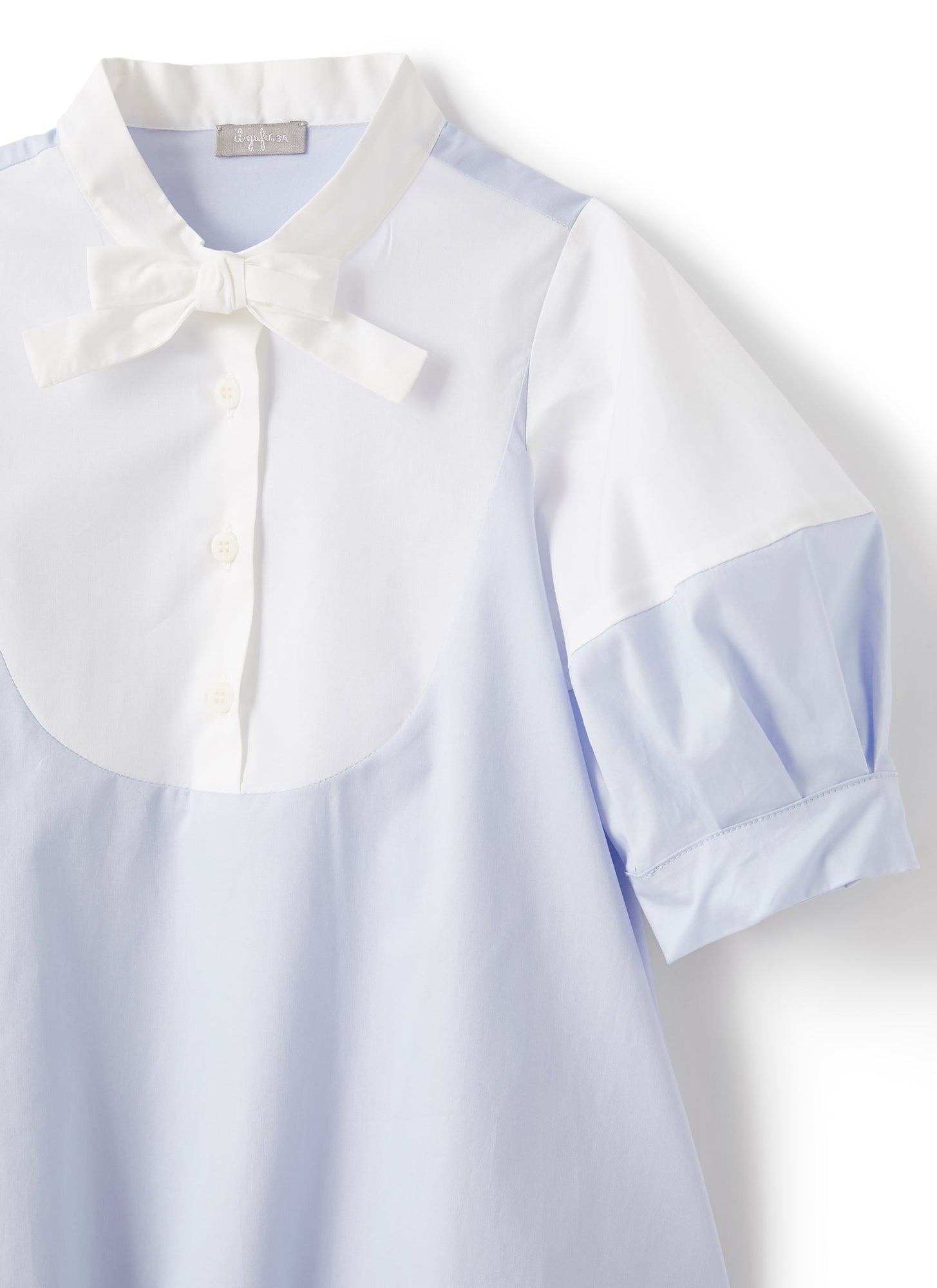 Dress in Two-Tone Stretch Sateen | Sea Foam Blue/White