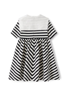 Dress in Striped Romanite Jersey | Black