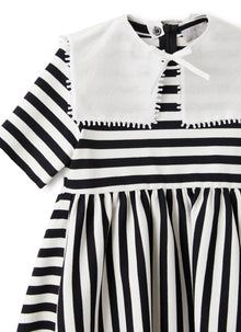 Dress in Striped Romanite Jersey | Black