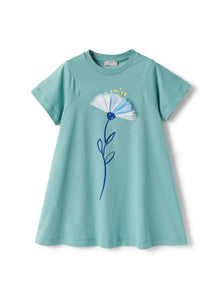 Dress in Jersey with Flower | Sage Green/Milk