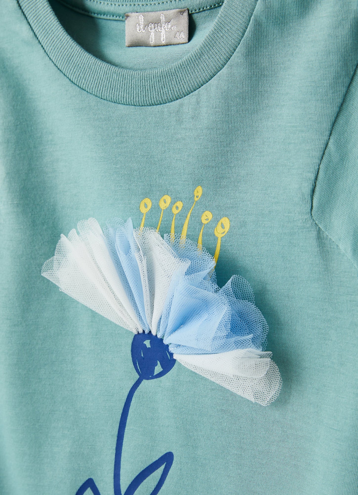 Dress in Jersey with Flower | Sage Green/Milk