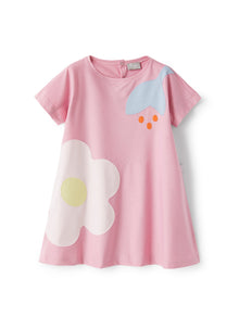 Dress in Jersey with Floral Details | Pink/Pink