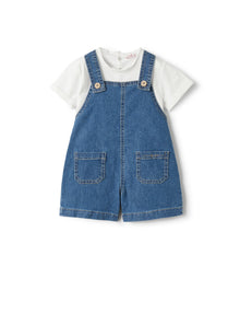 Two-Piece Set with Dungarees in Stretch Denim | Celeste Scuro