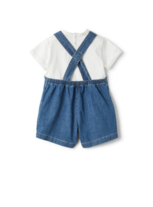 Two-Piece Set with Dungarees in Stretch Denim | Celeste Scuro