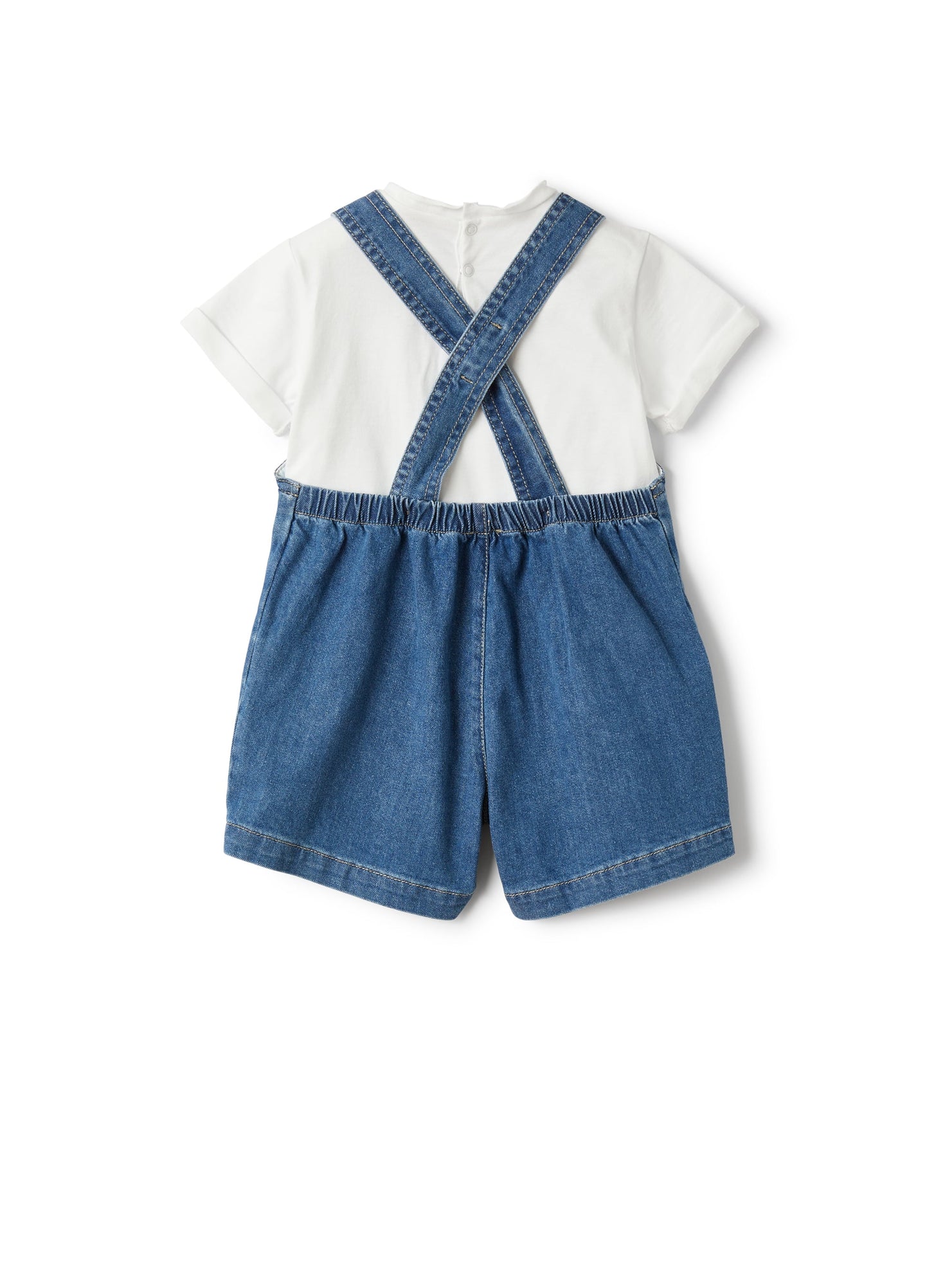 Two-Piece Set with Dungarees in Stretch Denim | Celeste Scuro