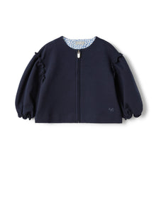 Jacket in Stretch Fleece with Zip Closure | Blue