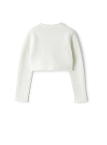 Tricot-Knit Cardigan in Organic Cotton with Lurex | Bianco/Lurex