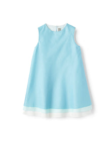 Dress in Cotton Voile with Three Tiers | Acqua/Artico