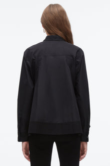 Flounce Hem Poplin Shirt | Black
