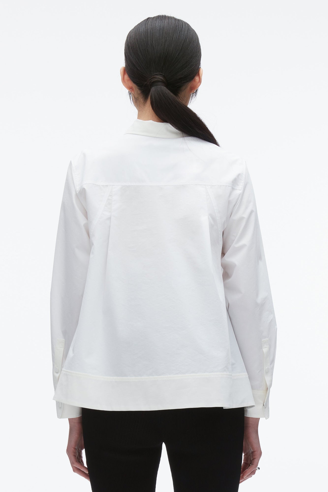 Flounce Hem Poplin Shirt | White