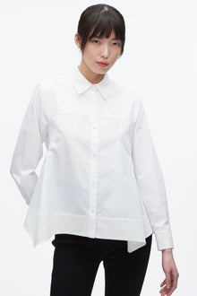 Flounce Hem Poplin Shirt | White